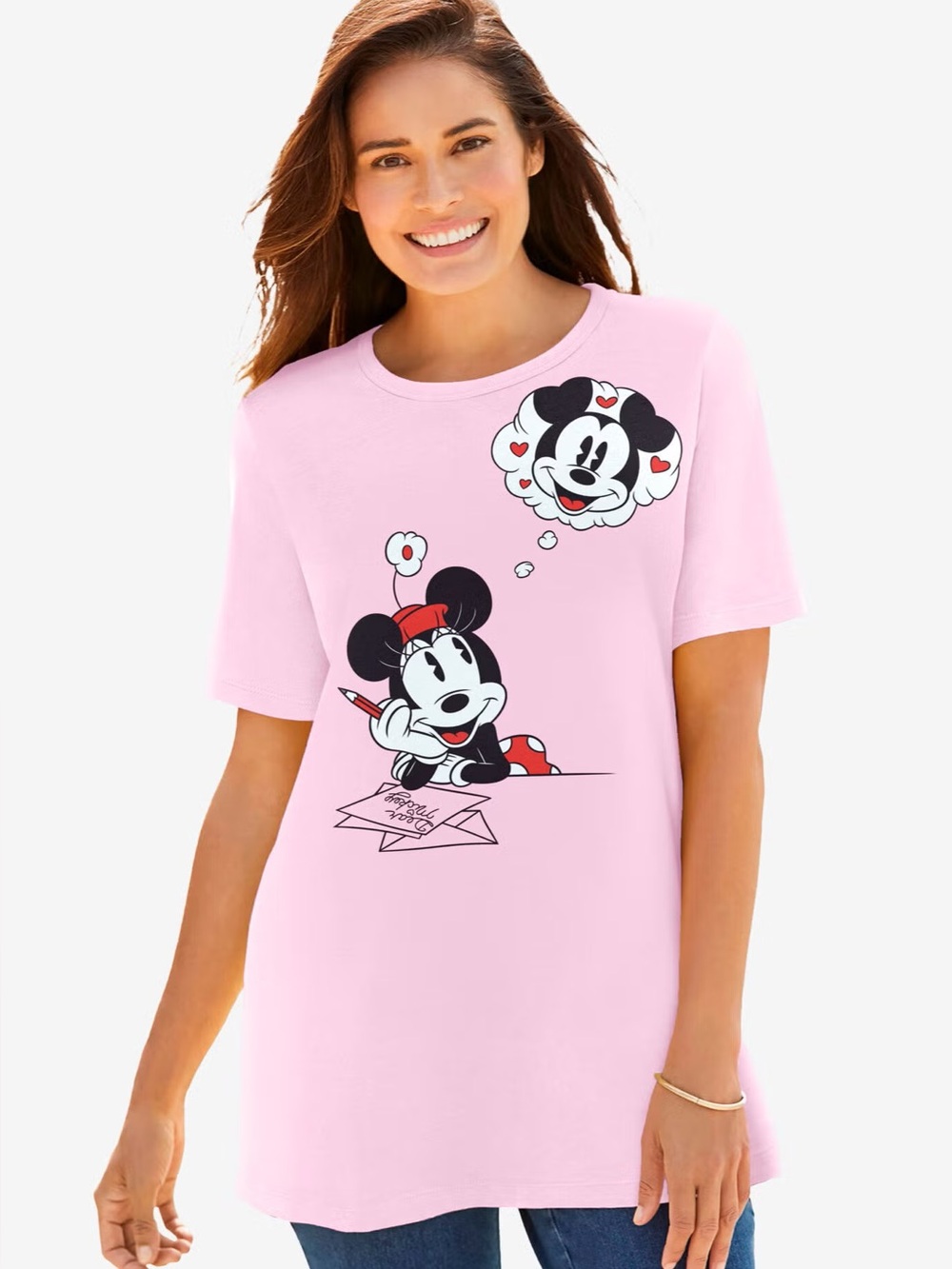 Woman Within X Disney Pink Short Sleeve Valentine's Day Minnie, size 2X